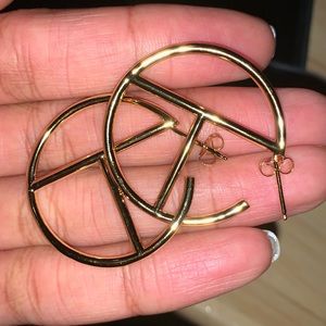 Medium Gold TELFAR Logo Hoop Earrings